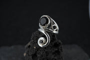 Cairngorm Quartz & Black Sapphire Sterling Silver Spiral Ring image 2