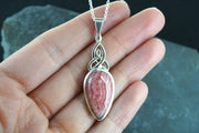 Rhodochrosite Sterling Silver Celtic Pendant image 1