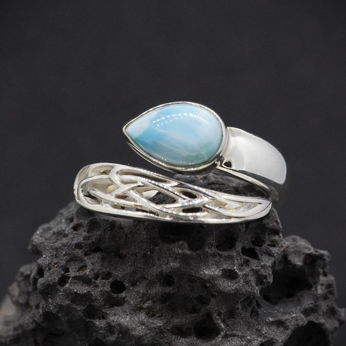 Larimar Celtic Wrap Adjustable Sterling Silver Ring image 0