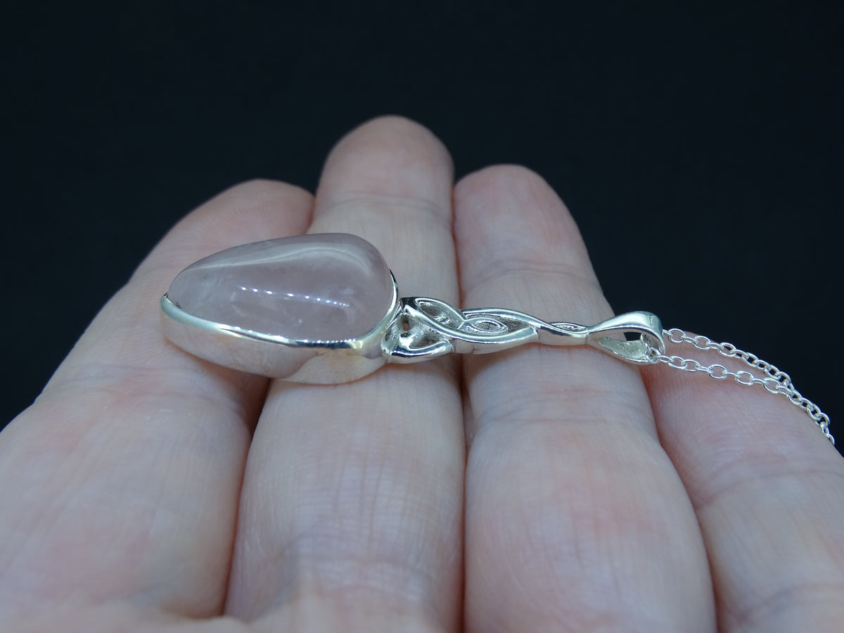 Rose Quartz Sterling Silver Celtic Knot Pendant image 2