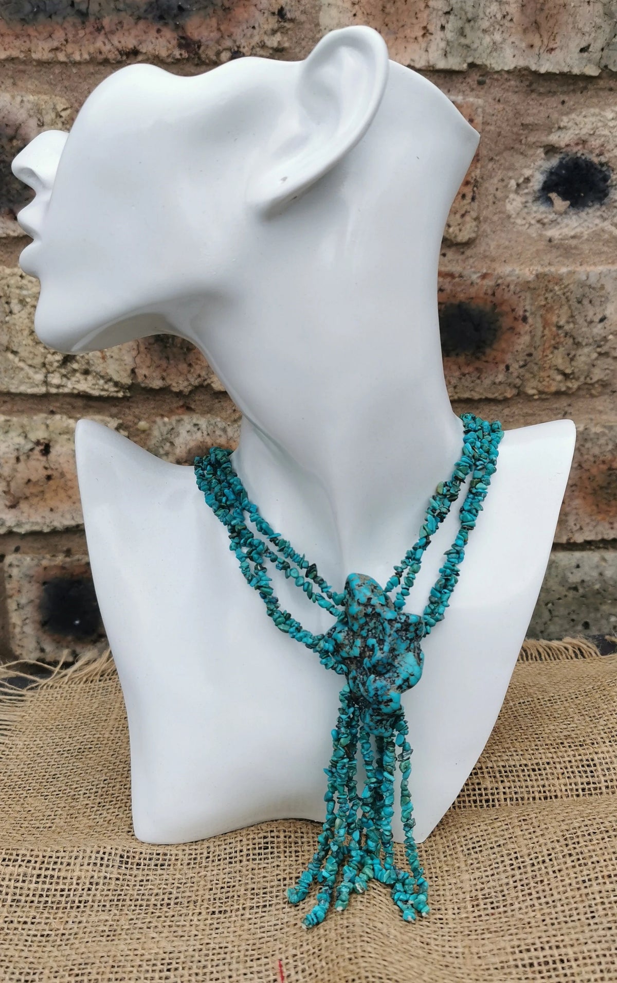 Turquoise Sterling Silver Nugget Drop Necklace