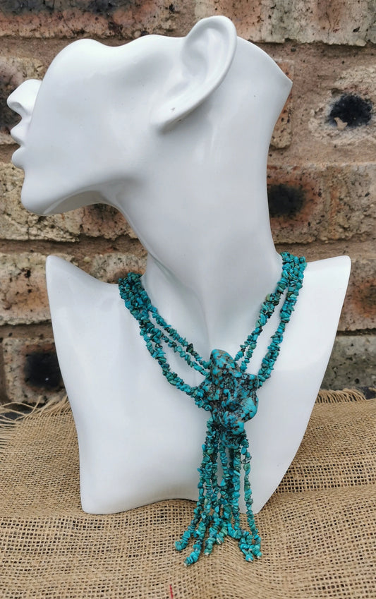 Turquoise Sterling Silver Nugget Drop Necklace