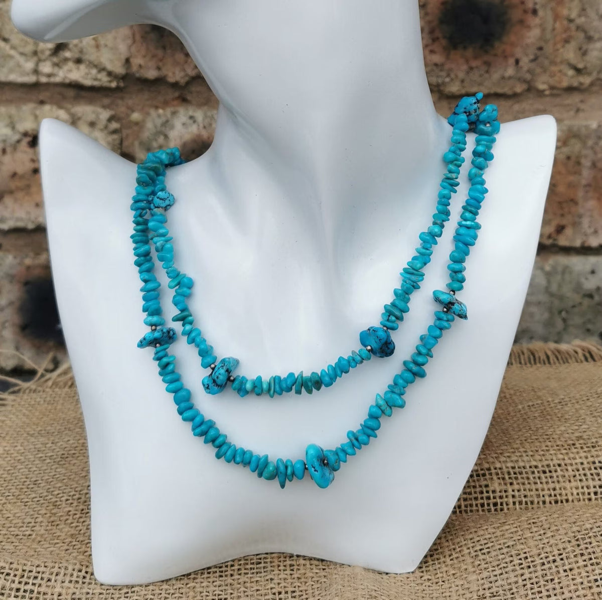 Turquoise Sterling Silver Nugget Necklace
