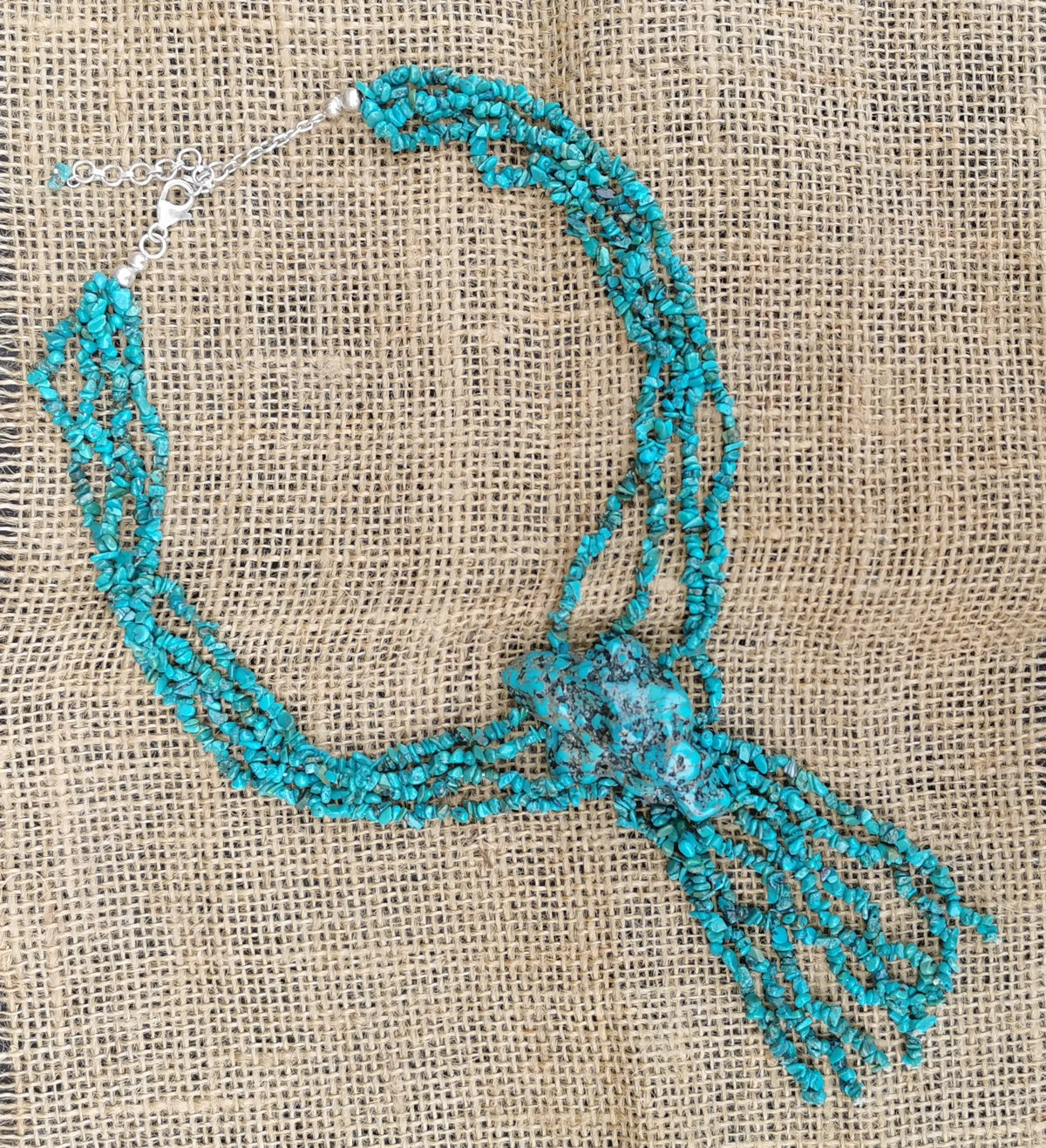 Turquoise Sterling Silver Nugget Drop Necklace